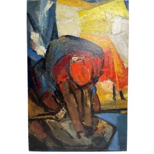 Tester Jefferson, Oil On Panel The Washerwoman Circa 1950