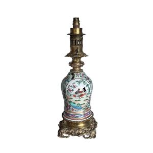 China, Important Porcelain And Bronze Oil Lamp Base, Early 20th Century