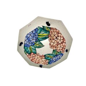 Art Deco, Enameled Glass Pendant Light Signed Los Lucha Circa 1930