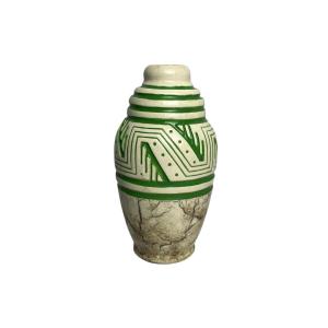 Art Deco, Ovoid Earthenware Vase Signed Géo Condé And Mougin Circa 1930