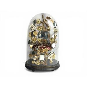 Large Napoleon III Bisque And Brass Bridal Globe, Late 19th Century