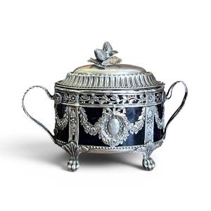 Silverware, Silver Sugar Bowl Louis XVI Style, Late 18th Century Hallmarks