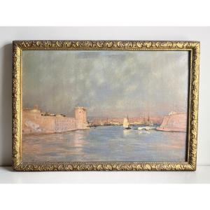 Allegre Raymond, Oil On Canvas Port Of Marseille Signed And Dated XIXth Century
