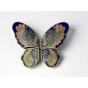 China, Four Cloisonné Boxes Forming A Butterfly Case Early 20th Century
