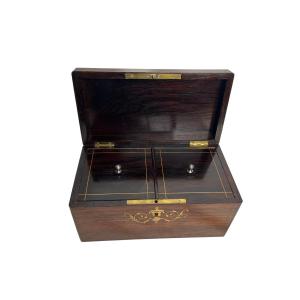 Antique Rosewood And Marquetry Tea Chest 19th Century