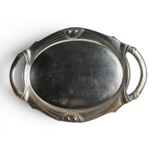 Art Nouveau, Silver-plated Metal Tray Theodor Radivon Hallmark Circa 1900