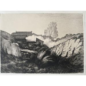 Borel, Etching l'Estaque Signed, Dated And Located 19th Century