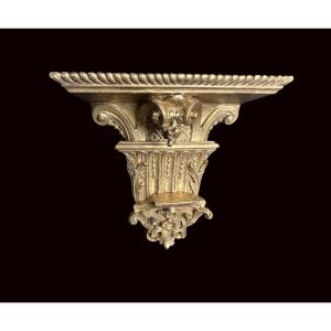 Gilded Wood Church Sconce Console 19th Century