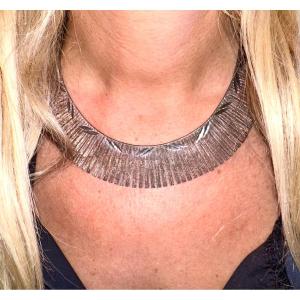 Silver Cleopatra Necklace - Vintage 1950s