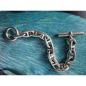 Hermès Bracelet – Solid Silver Anchor Chain, 1970s – Rare Piece