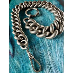 Antique Solid Silver Waistcoat Chain – 19th Century