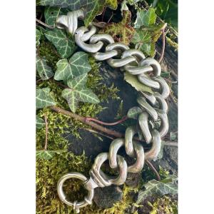 Solid Silver Bracelet, Wide Links – 1970s