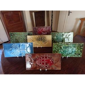 Set Of 7 Vintage Earthenware Plates