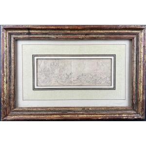 Ecole Hollandaise XVIII Attaque Navale Dessin Ancien 