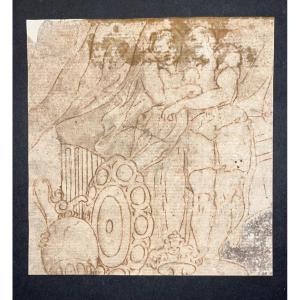 Ecole Italienne Du XVIIe Siècle, Mars Et Vénus Enlacés, Dessin Ancien