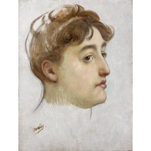 Jean-jules-antoine Lecomte Du Nouÿ (1842-1923),  Portrait De Femme, Tableau Ancien, Du Nouy