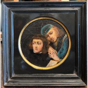French School 19th Century Study Children Old Painting
