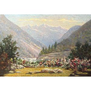 Divisionist School 19th Century Italy Landscape Mountain Old Painting