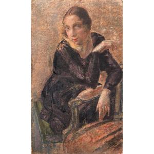 Camille Roche (1894-1948) Portrait Of An Elegant Woman With A Cigarette, Circa 1920, Large Pastel 