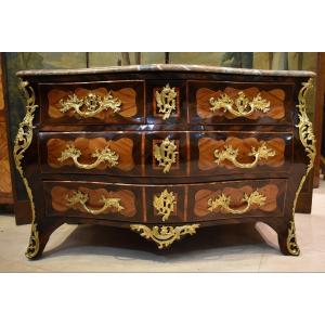 Tomb Commode In Marquetry Stamped Lmlefevre Louis XV Period XVIII