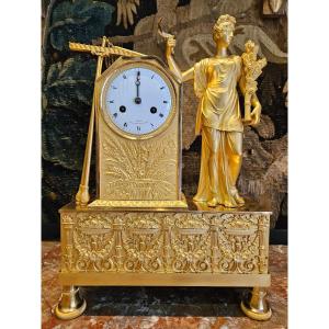 Mythological Clock Signed "leroy Palais Royal" In Gilt Bronze Empire Period 19th 