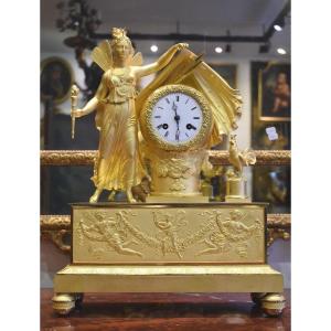 Large Mythological Clock In Gilded Bronze Empire Period Early 19th Century