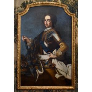 Large Portrait Of Louis XV King Of France And Navarre After Jb Van Loo 18th Century
