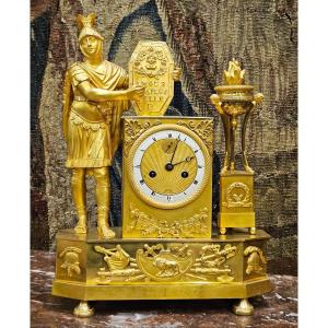 "love To The Most Beautiful" Clock In Gilt Bronze Charles X Period Early 19th Century