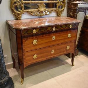 Chest Of Drawers In Marquetry Stamped C.topino Transition Period 18th Century