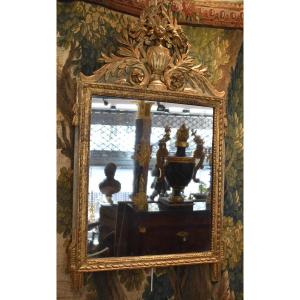 Louis XVI Period Gilded And Carved Wooden Mirror, 18th Century