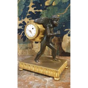 Empire Period Gilt And Patinated Bronze Clock