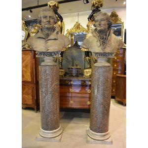 Large Busts Of "gossec" And "monsigny" Signed "detombay" 19th Century 