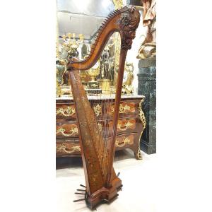 Carved Wooden Harp Signed "rémi à Paris", Louis XVI Period, 18th Century 