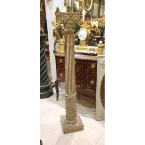 Carved Walnut Column, Louis XIV Period, 17th Century 