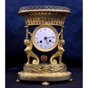 "sphinx Gardener" Clock, Empire Period, 19th Century