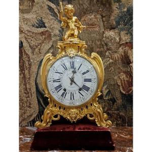 Important Gilt Bronze Cartel Clock Signed "henry Dasson 1886" 19th Century