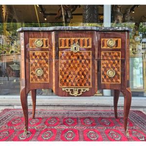 Cube Marquetry Chest Of Drawers 18th C. Transition Period