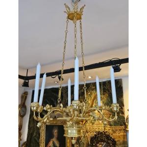 Gilded Bronze Chandelier Charles X Period Early 19th Century