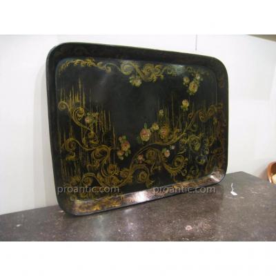 Large Tray From Napoleon III Period In  Papier-mâché XIX Century