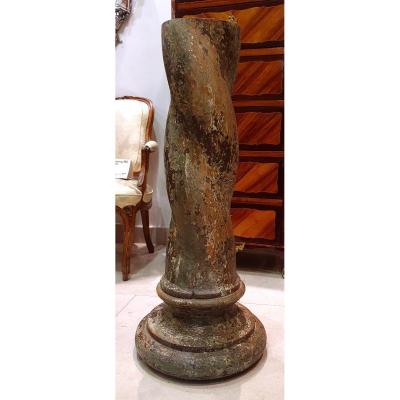  Demie-colonne  Torse En Bois Sculpté  XVIII ème.