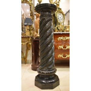 Large Torso Column In Carved Green Marble Napoleon III Period XIX