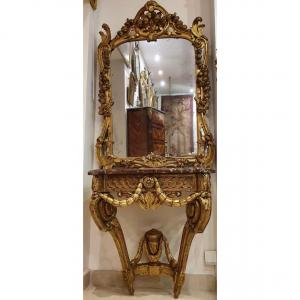 Console In Carved And Gilded Oak Louis XVI Period XVIII