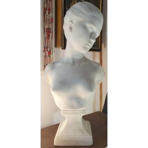 Carrara Marble Sculpture Of "la Jeunesse" By Alfred Boucher