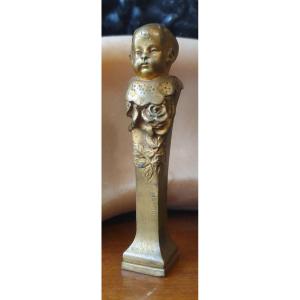 M. Bertin Seal, Wax Cachet With Child In Gilded Bronze