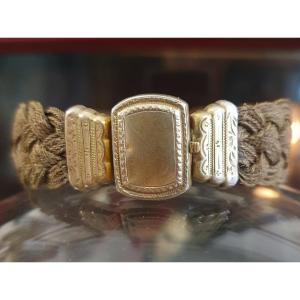 Objet De Curiosité: Napoleon III Braided Hair Sentiment Or Mourning Bracelet