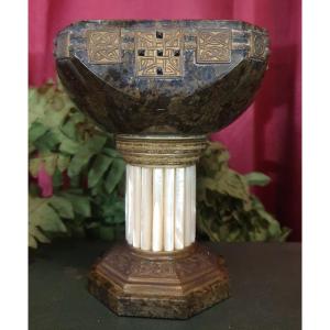 Secessionist Cup In Hard Stone, Amethysts And Mother-of-pearl In The Style Of Gustav Gurschner