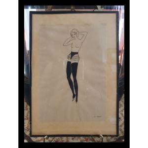 Series Of 8 Drawings By Diana Slip For Her Fetish Lingerie Catalog