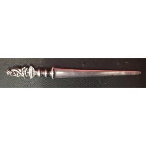 Letter Object: Antique Silver Plated Brass Paper-knife Exmoor Pixie