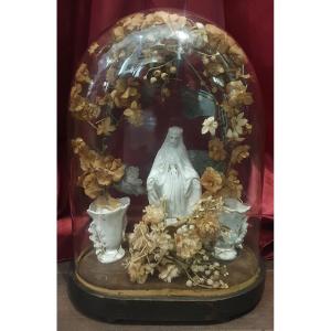 Small Bridal Globe And Interior With Virgin, Vases And Bridal Bouquet Napoleon III