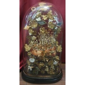 Napoleon III Bridal Globe With Crown, Bouquet And Brooch
